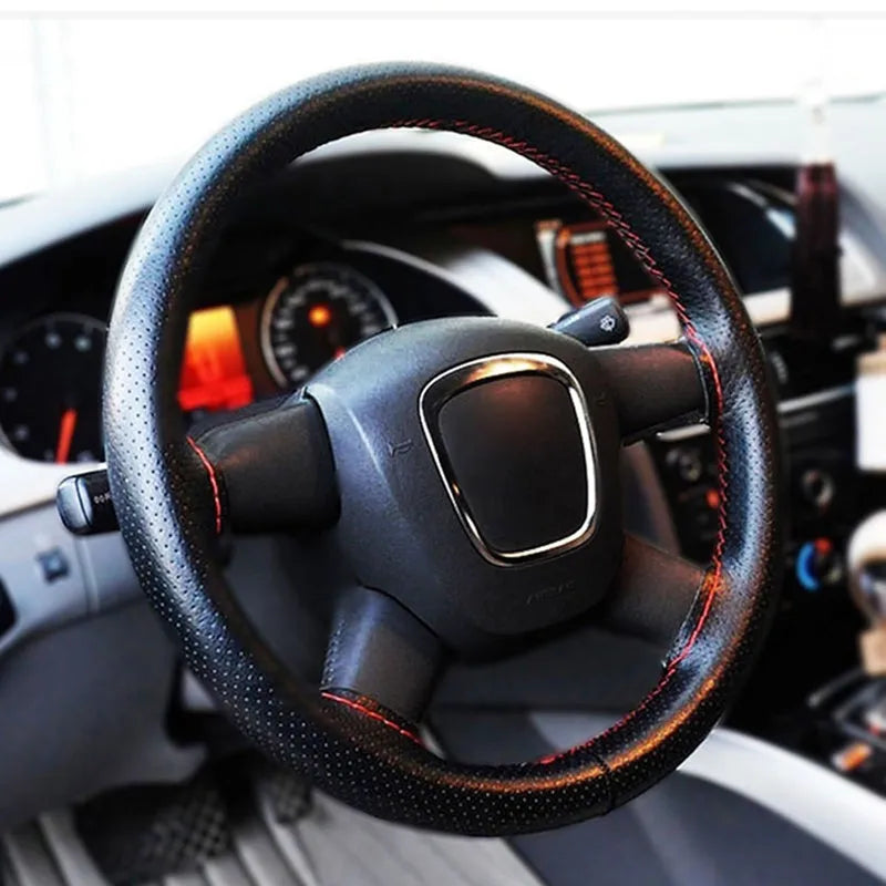 Braid On leather Steering Wheel Cover for Volkswagen Vw Jetta Golf Passat B5 B6 Beetle Polo Bora Caddy MK5 Skoda