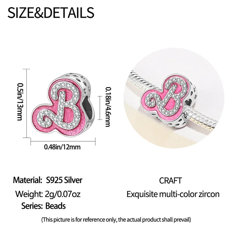925 Sterling Silver Princess Powder Series Exquisite Daily Bow Sweet Charms Beads Fit Pan Original Bracelets DIY Jewelry