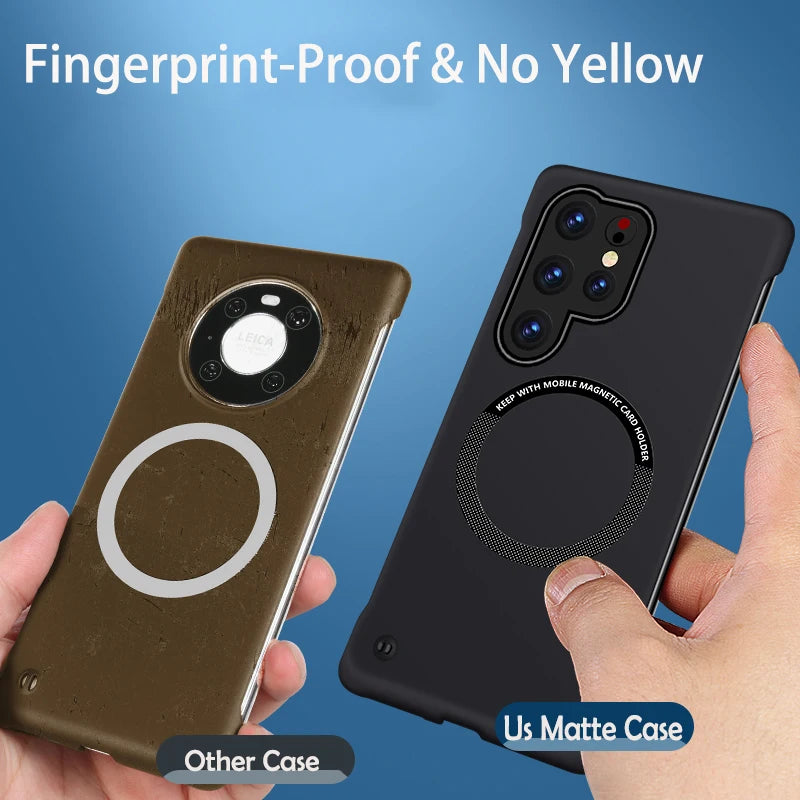 Ultra Slim Magnetic Frameless Solid Color Phone Case for Samsung S26 S25 FE Edge S24 S23 S22 S21 FE Plus Ultra Magsafe Cover