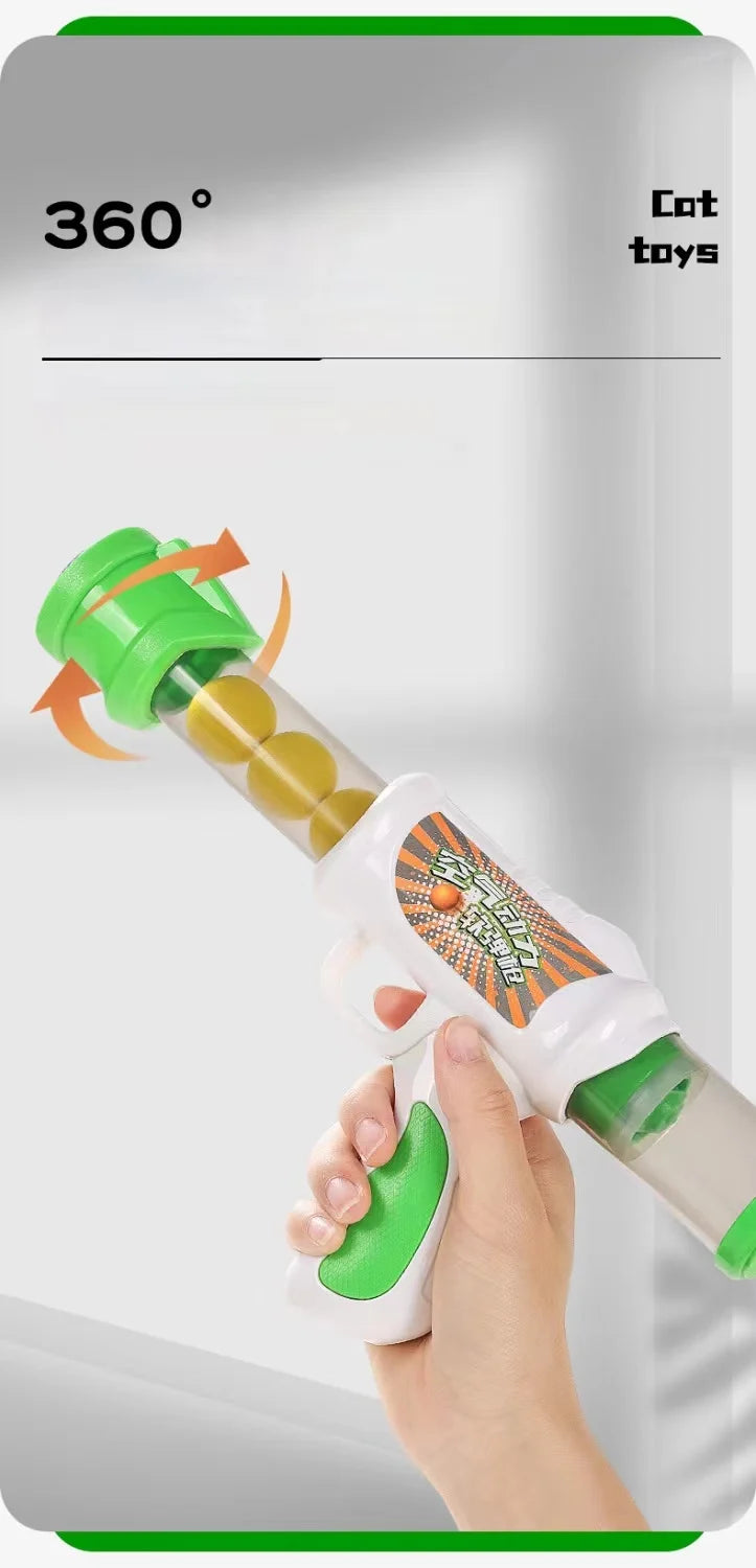 Launch Training Cat Toys Interactive Shooter Gun Teaser Plush Ball Pet Creative Games Stretch Mini Pompoms Kittens Supplies Gato