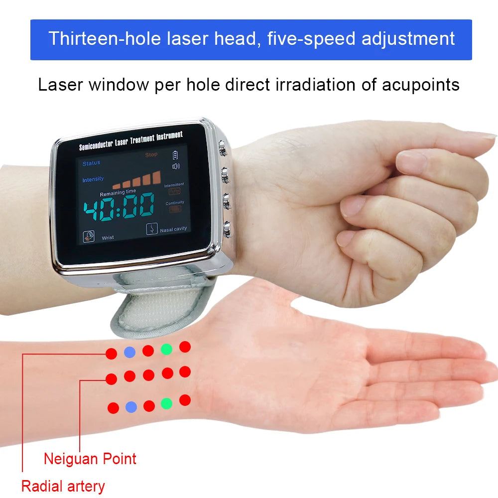 15 Laser 650nm Laser Therapy Wrist Watch LLLT for Diabetes Hypertension Cholesterol Treatment Laser Rhinitis Physiotherapy