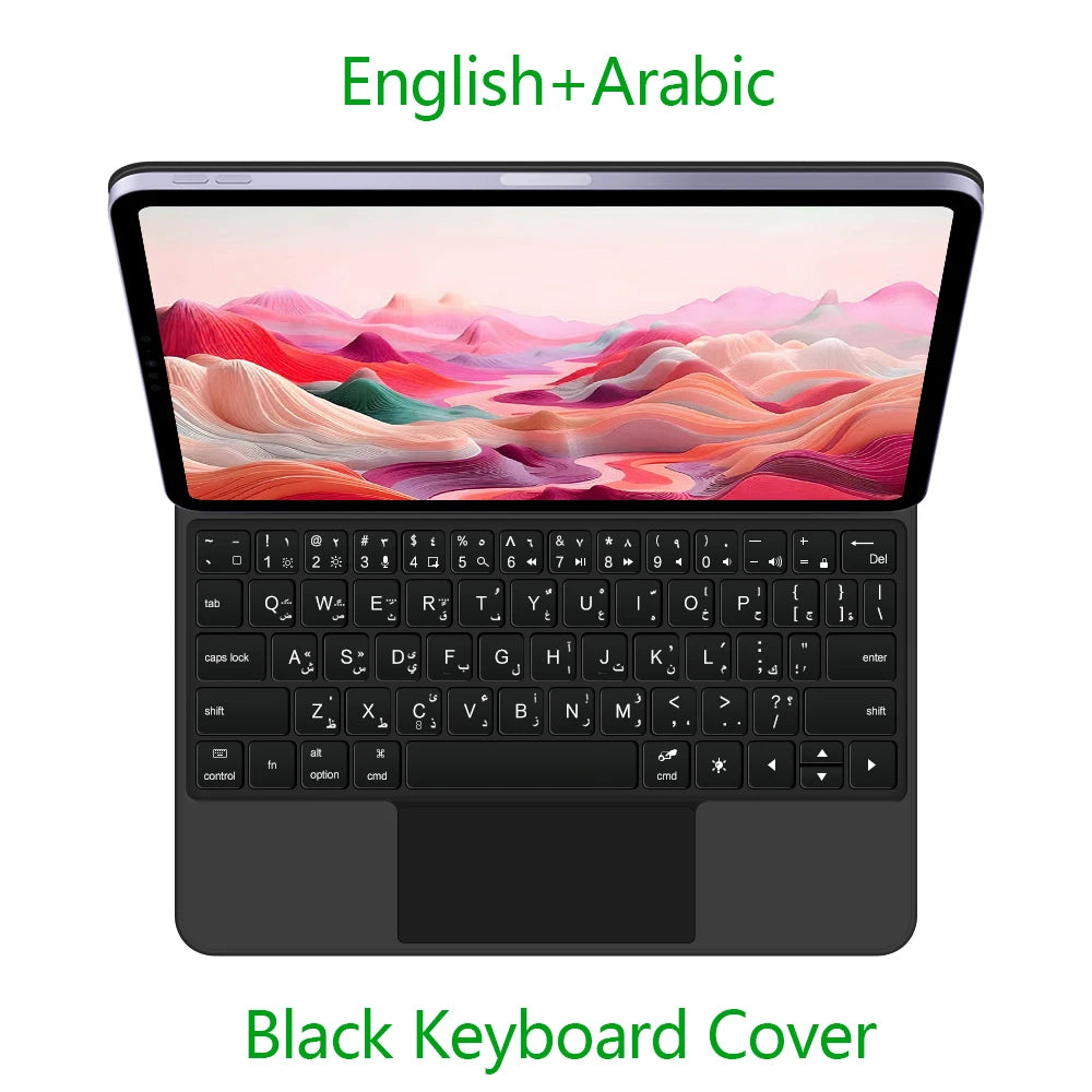 AJIUYU Magic Keyboard Folio For iPad Pro 11 inch (M4) 2024 A2836 A2837 Smart Magnetic Case Multi-touch Backlight Keyboard Cover