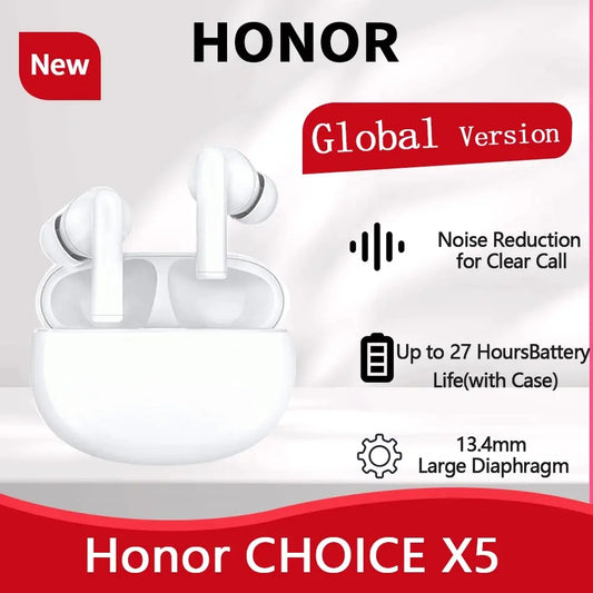 Honor Global Version CHOICE Earbuds X5 TWS Bluetooth 5.3 Earphone 35 Hour Battery Low Latency Noise Cancelling Stable Connection