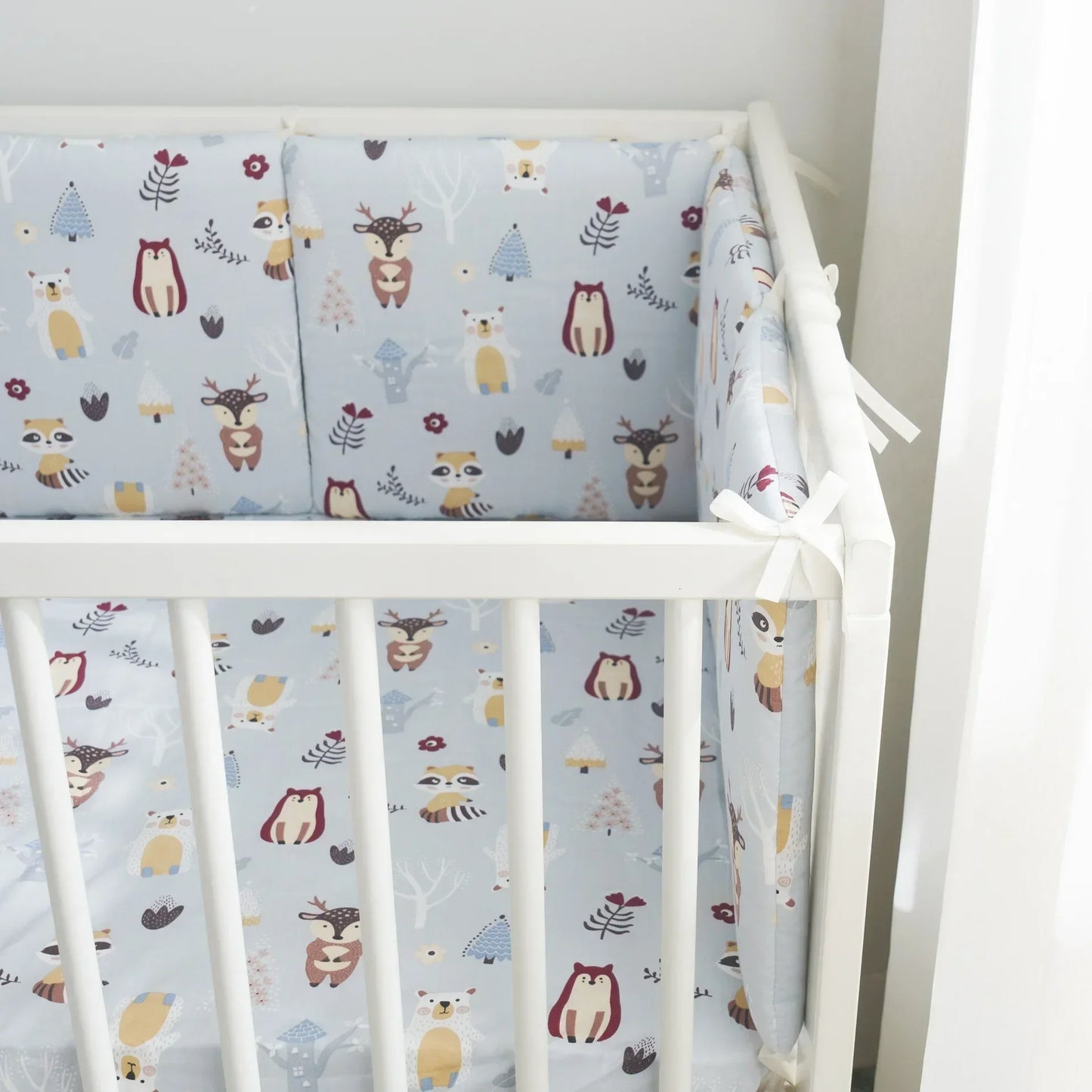 6 Whole Pieces Washable Crib Bedding Set Baby Crib Fence Newborn Bedding Set Pure Cotton Playpen 30x30 Small Raccoon