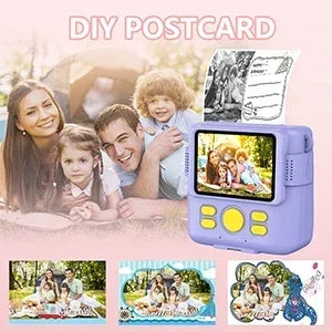 Portable Instant Print Camera for Kids - 1080P HD Video Camera with 3 Rolls Photo Paper and 32GB Card, Perfect Toy for Toddlers
