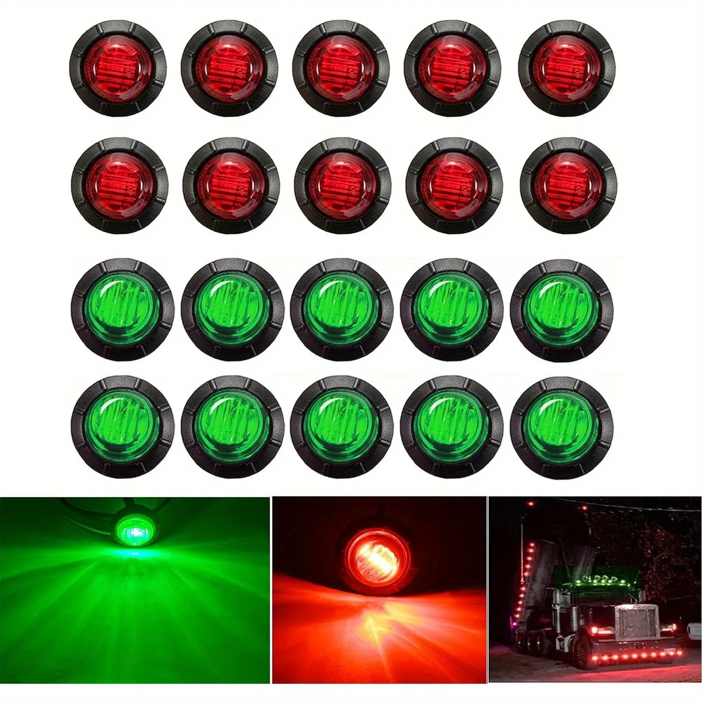20/10PCS 3/4" LED Side Marker Lights Clearence Front Rear  Indicators Light for Truck Car Bus Trailer Van Caravan Boat Taillight