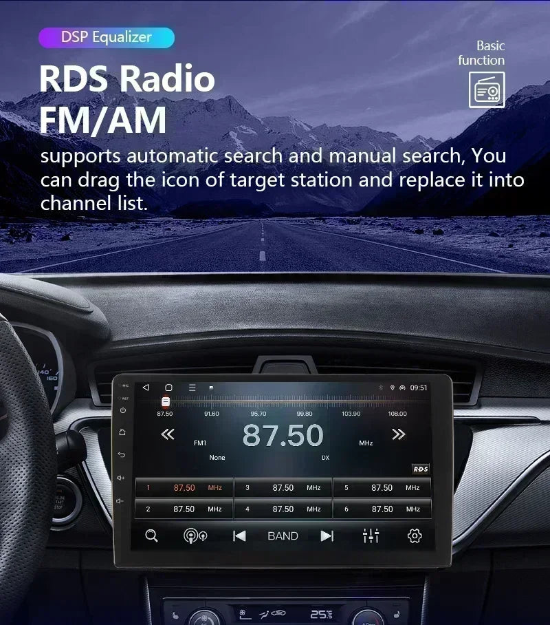 BOSSCAR Car Radio 7"9"10"Multimedia Video Player Android Universal Carplay Rearview Camera Wireless FM GPS Bluetooth Autoradio