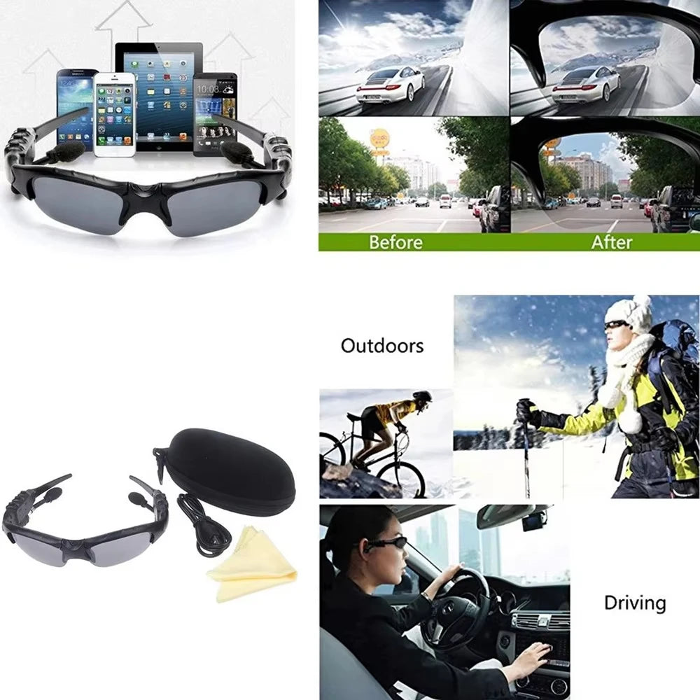 Hiking Bluetooth Smart Glasses UV-Protection Polarized Sunglasses with Stereo Wireless Headset, Multi-Functional Audio Device