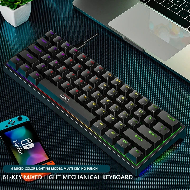 K620 Mini Backlit RGB Gaming Mechanical Keyboard Gamer Mechanic Kit 60 Percent DIY Custom PBT Keycap Hotswap Pink White USB PC