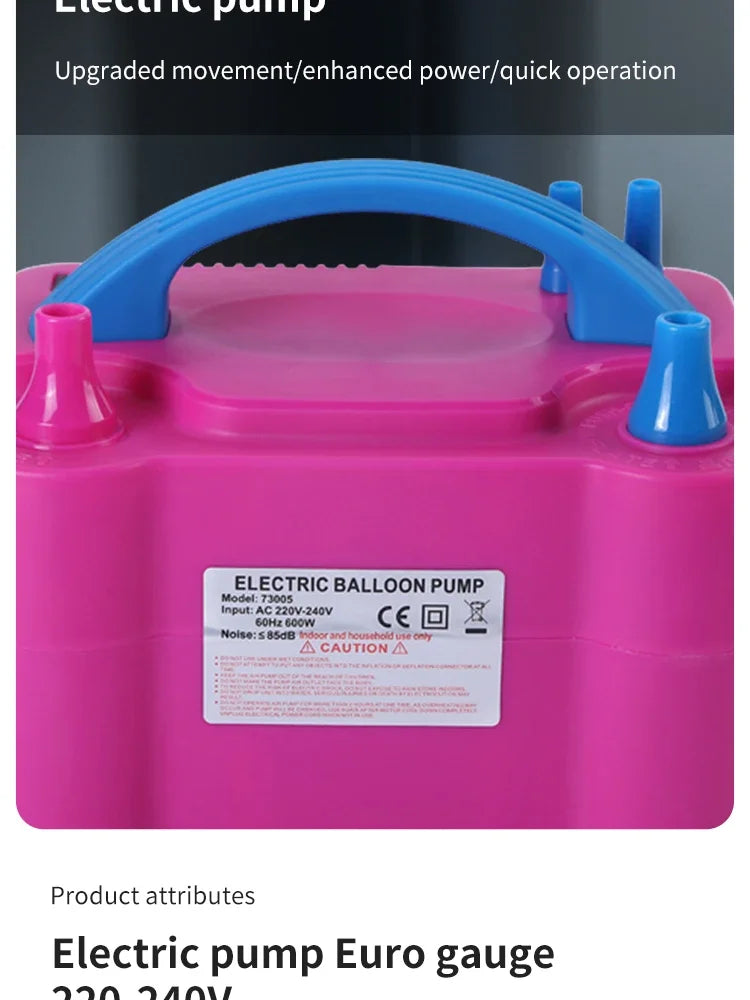 High Voltage Double Hole AC Inflatable Electric Balloon Pump EU Plug Electric Air Balls Pump All Style Inflator Pump Portable Ai
