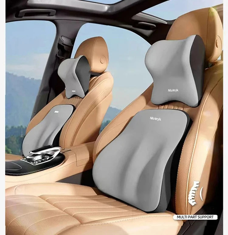 Car Memory Foam Headrest Car Neck Pillow Lumbar Waist Cushion Universal Waist Support Car Seat Pillow Accessories Interiors