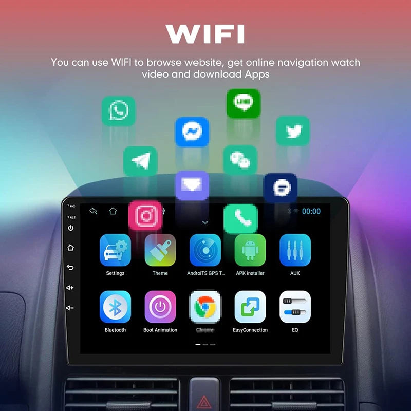 Android12 Car Radio Auto 8 Core 4+64G Din 9"/10" Universal QLED In-Dash GPS Navigation with Wireless CarPlay Reverse Camera AHD