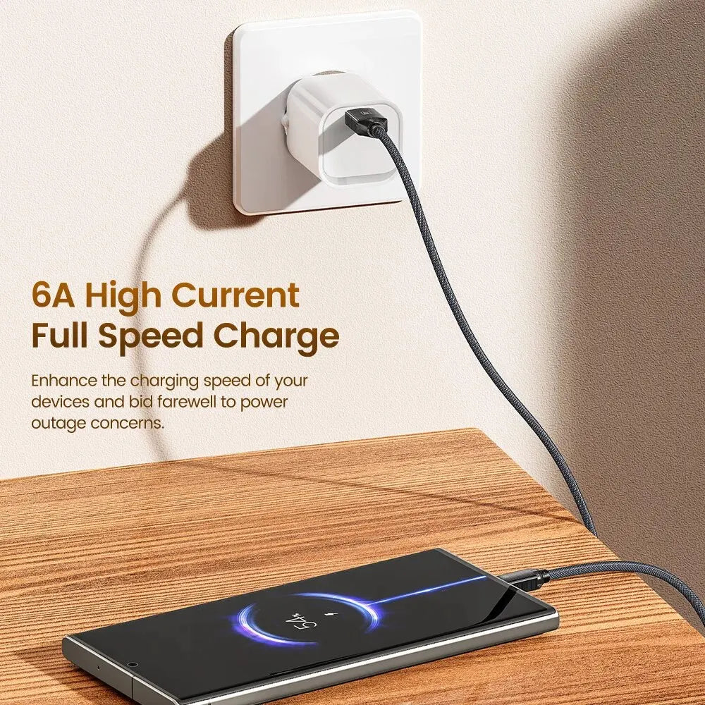 Toocki 6A USB Type C Cable for Huawei Xiaomi Samsung Oneplus POCO SuperCharge 66W/100W Fast Charging Type C Cable Data Wire