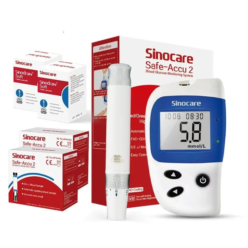 Sinocare Safe ACCU2 Blood Glucose Meter Diabetes Blood Sugar Tester Home Glucometer with Strips and Lancets