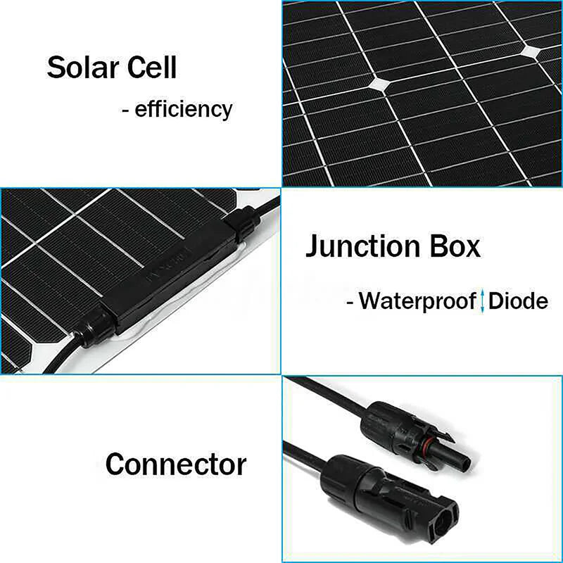 300W Solar Panel 18V Sun Power Solar Cells Bank With Connector Cover Solar Controller IP65 for Phone Car RV Boat Charger