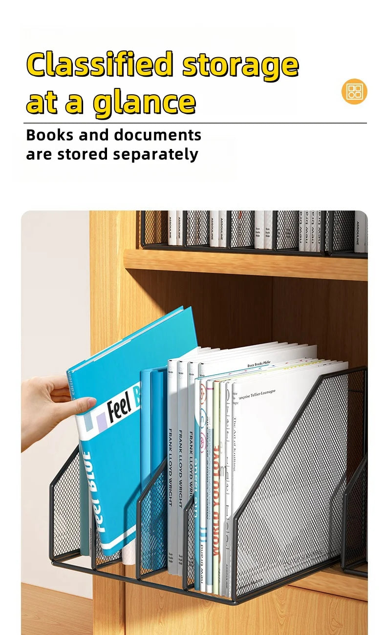 Metal File Rack Office Desk Shelf Standing Desktop File Folder File Box File Storage Box Data Rack Stationery Organizer File