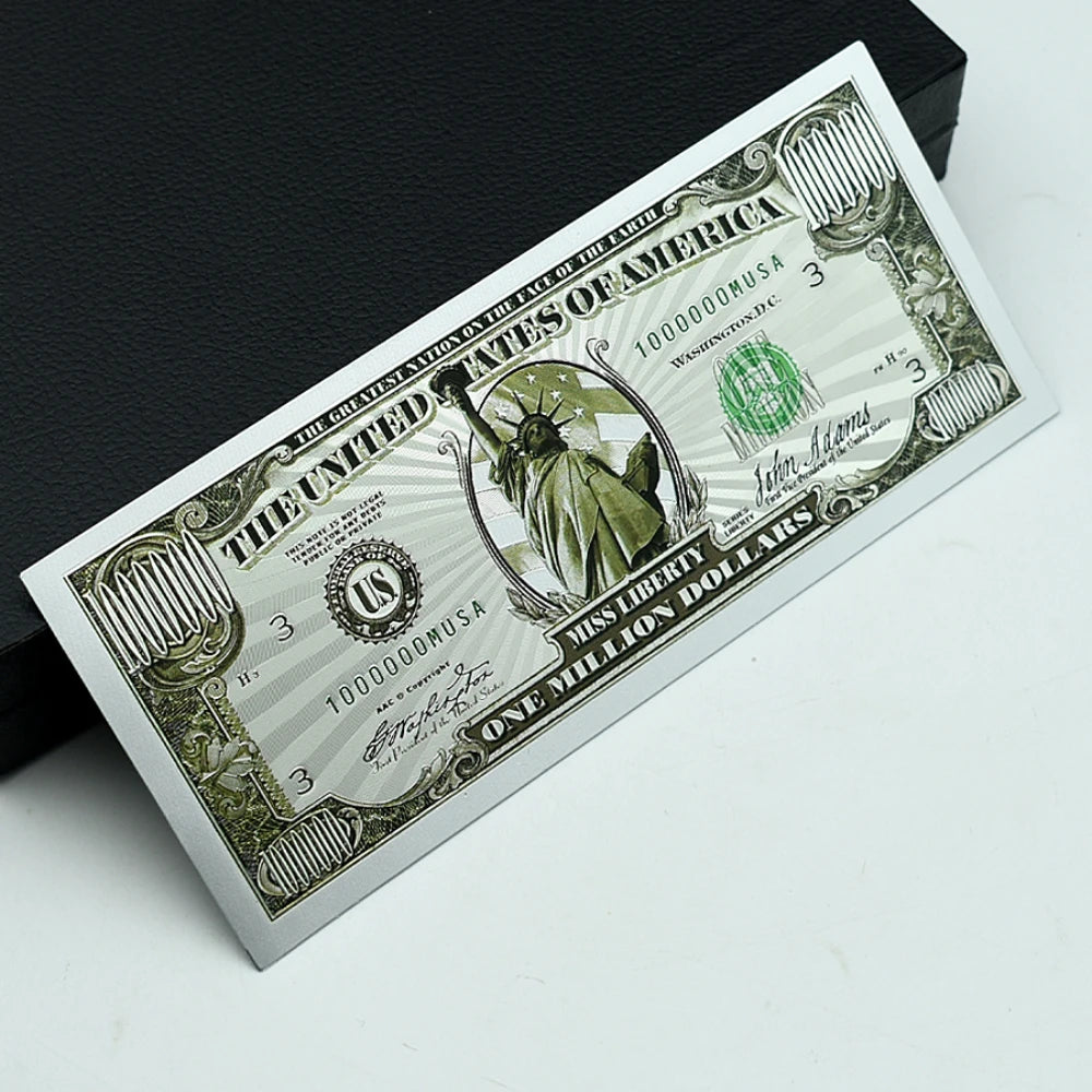 10pcs US Statue of Liberty Silver Banknotes One Million Dollars Bills Commemorative Bank Notes Home Decor Crafts