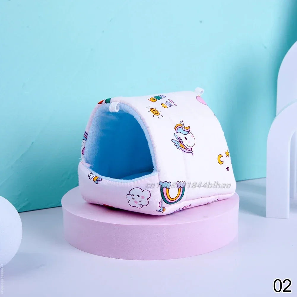 Cute Small Animal Sleeping Bed Rabbit Squirrel Guinea Pig Nest Hamster House Winter Colorful Mini Cage Comfortable Soft Warm Mat