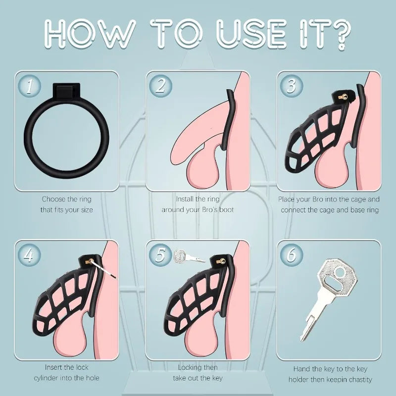 Male Chastity Dragon Lock  Device Comfortable To Wear Bird Cage Ring Male SM Penis Bondage Cage Penis Training Toy Adult Product