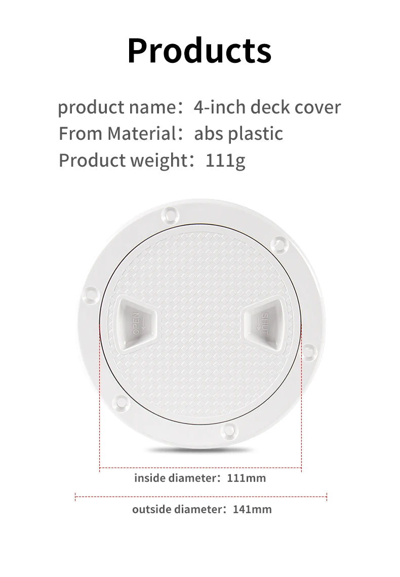 ABS Round Deck Inspection Access Hatch Cover Plastic White Black Boat Screw Out Deck Inspection Plate For Yacht Marine 4inch