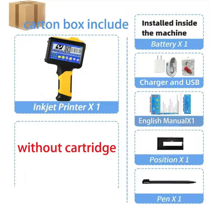 YAOMATEC 1790 12.7MM 28 Languages Code Date Number Logo High Quality Handheld Inkjet Printer Gun Portable Inkjet Coding Machine
