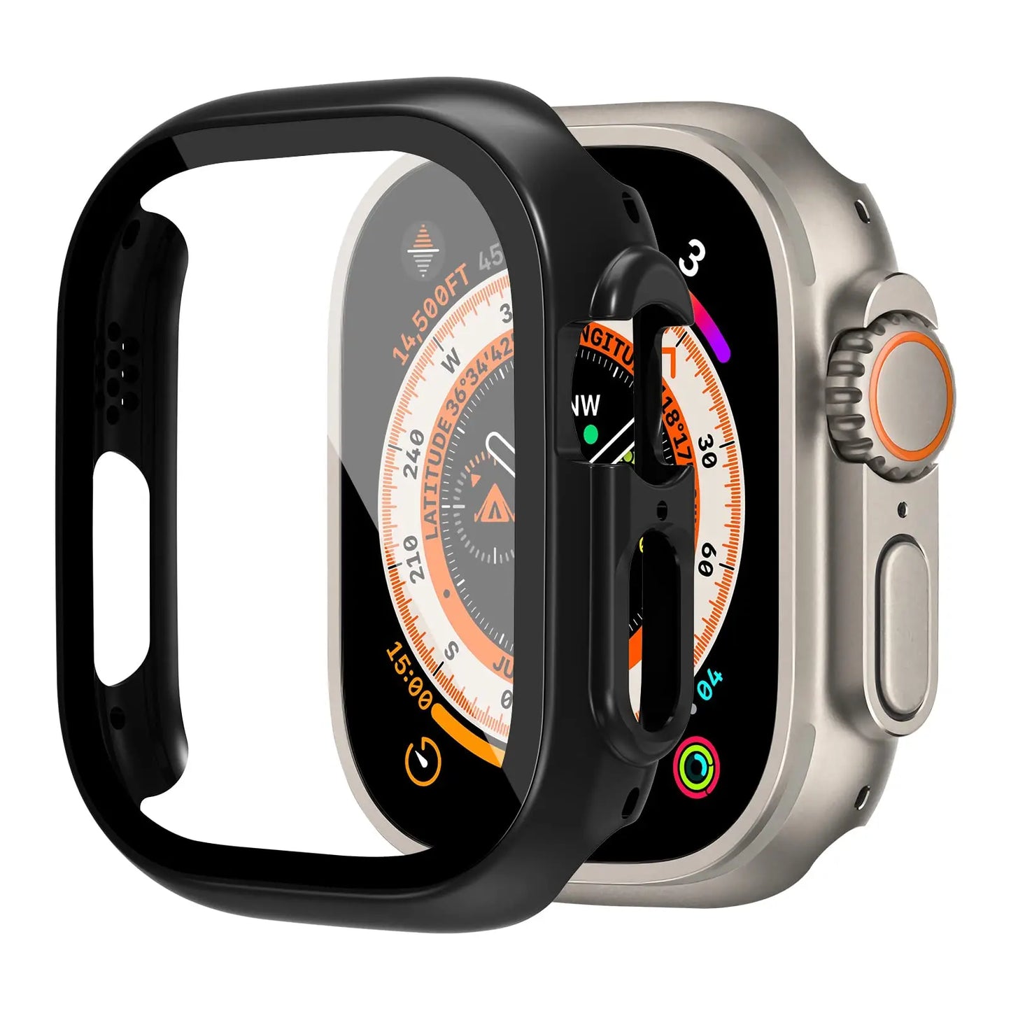 Cover For Apple Watch Ultra 2 3 Case 49mm Accessories PC Shockproof Bumper+Tempered Glass Screen Protector iwatch Series Ultra3
