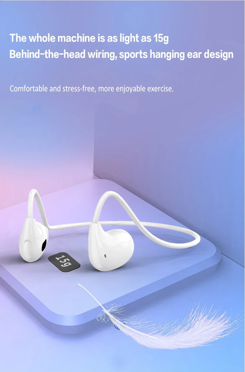 Wireless Bluetooth 5.3 Headphones Air-Conduction Waterproof Headset Stereo Over-Ear Sports Earphones Earbuds with Mic
