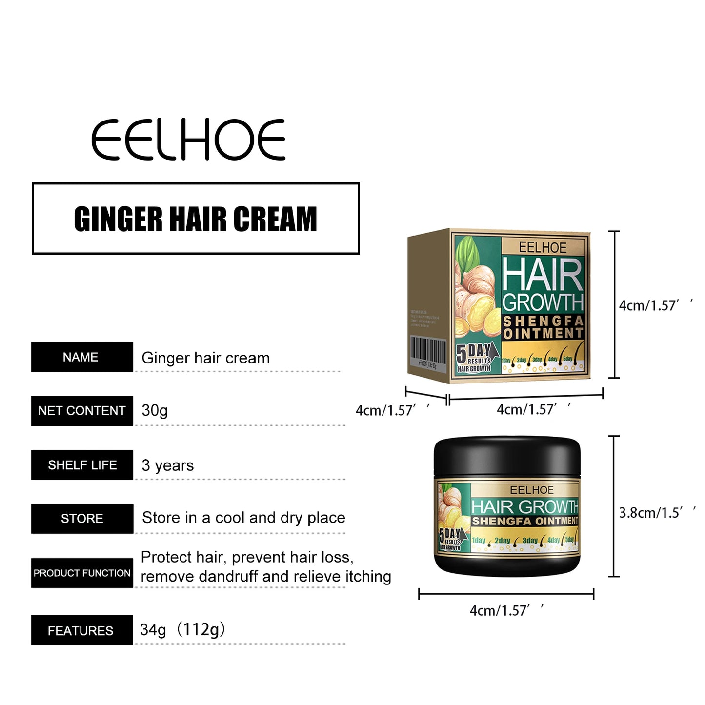 EELHOE Ginger Dense Hair Cream To Promote Hair Growth Relieving Hair Loss Scalp Massage Stimulate Hair Follicle Smoothing Care