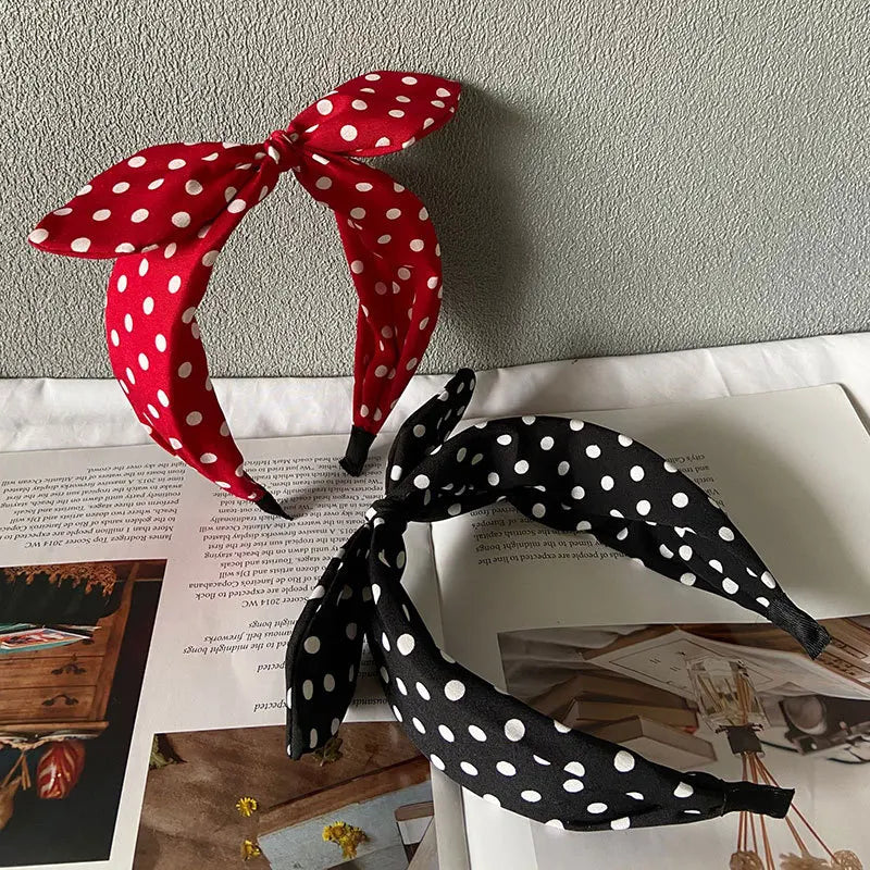 2024 Fashion Trend Women Wide Headband Bow Knot Cross Sweet Korean Style Polka Dot Hairband Cute Hair Hoop Headwear Headdress