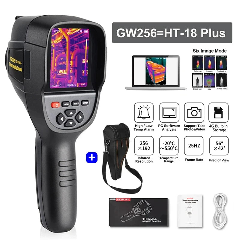 GW256 Thermal Imaging Camera for Water Pipe Leak and Power Electrical PCB Test 256*192 Handheld Thermal Imaging Cameras