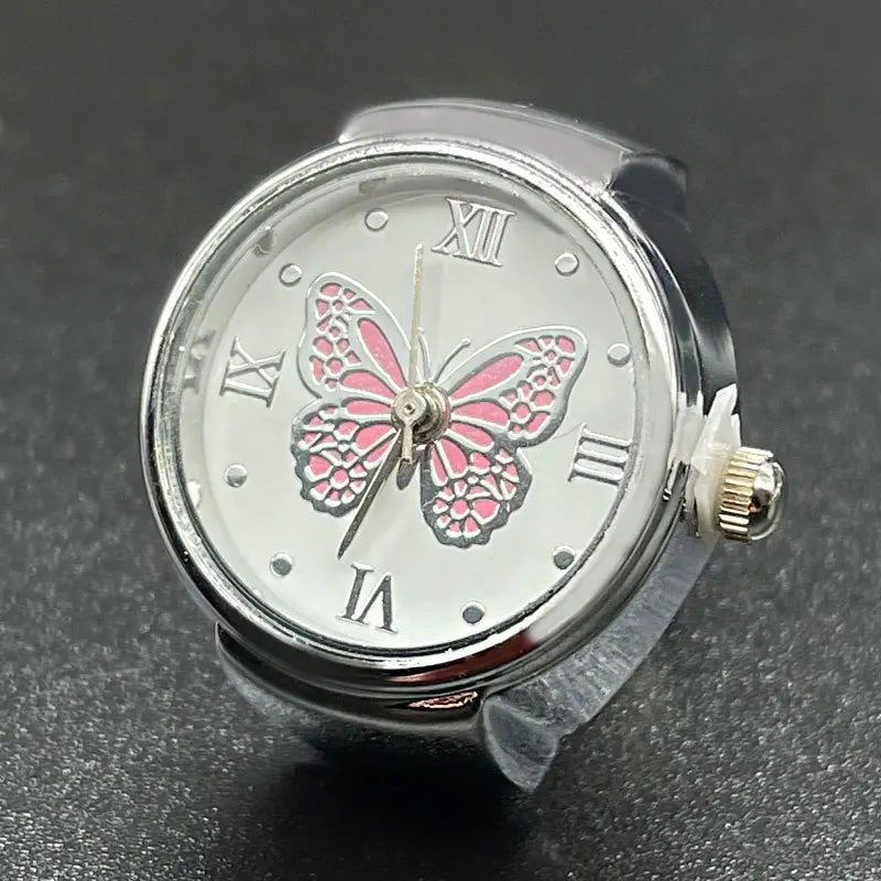 Hot male and female couples simple atmosphere all-match quartz ring watch butterfly Roman numerals surface