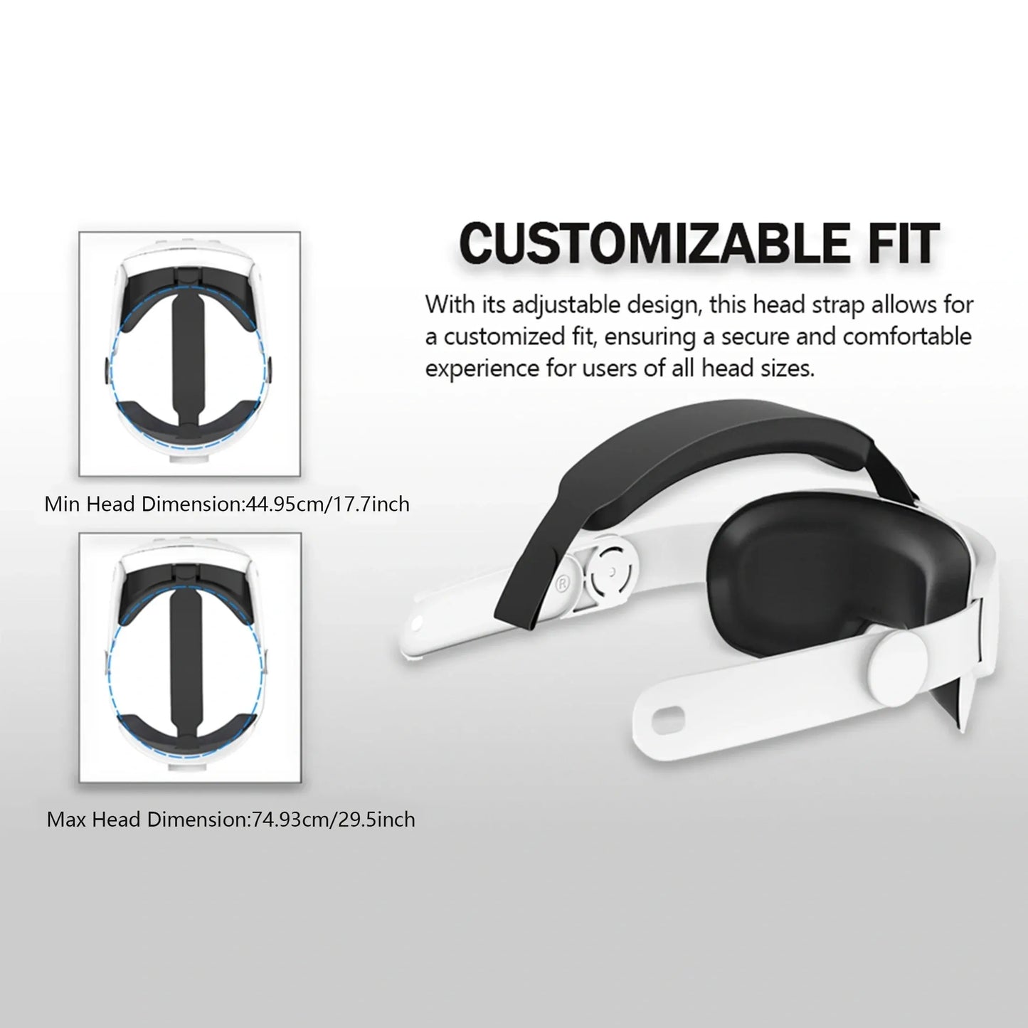 Head Strap Compatible with Oculus Quest 2, Adjustable Elite Strap Replacement in VR Accessories (Comfort Head Strap Only)