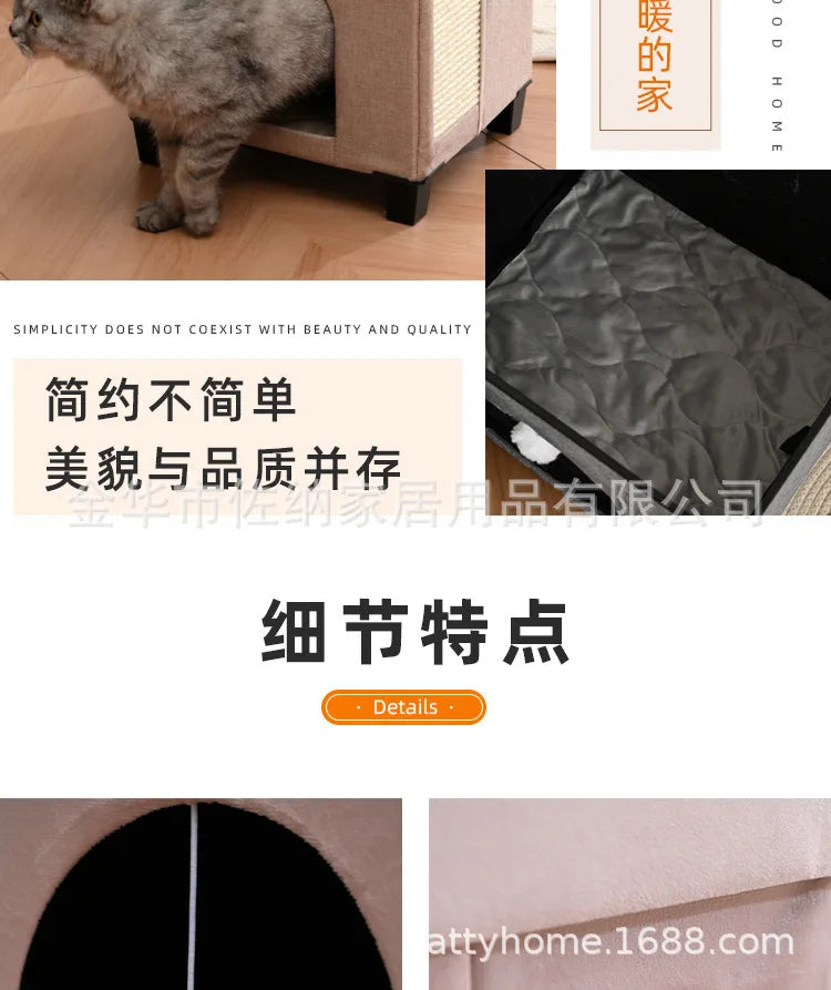 Multi Functional Cat Bed with Wooden Legs Foldable Pet Stool for Sitting