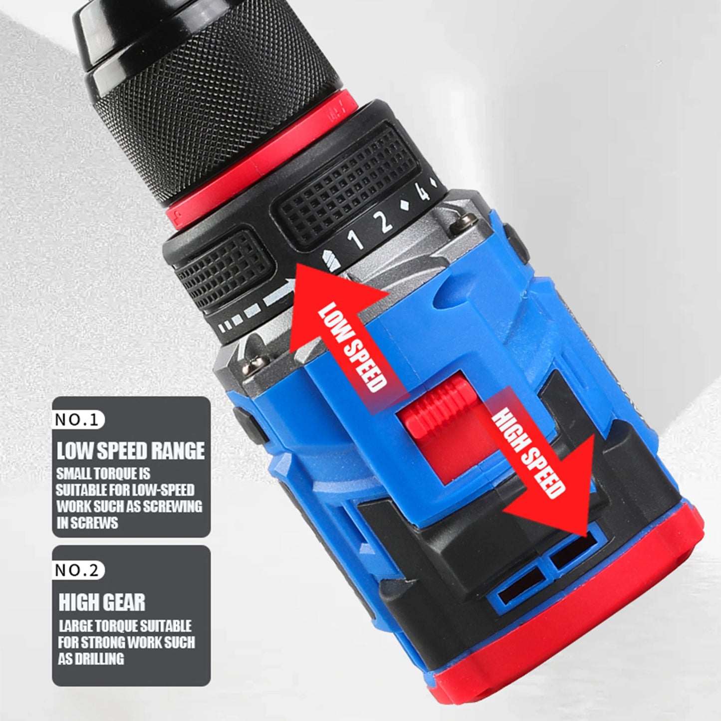 LYUWO 16V Brushless Cordless Drill 70N.m Self-locking Chuck Electric Screwdriver 20+1 Torque Settings 2-Speeds Power Tools