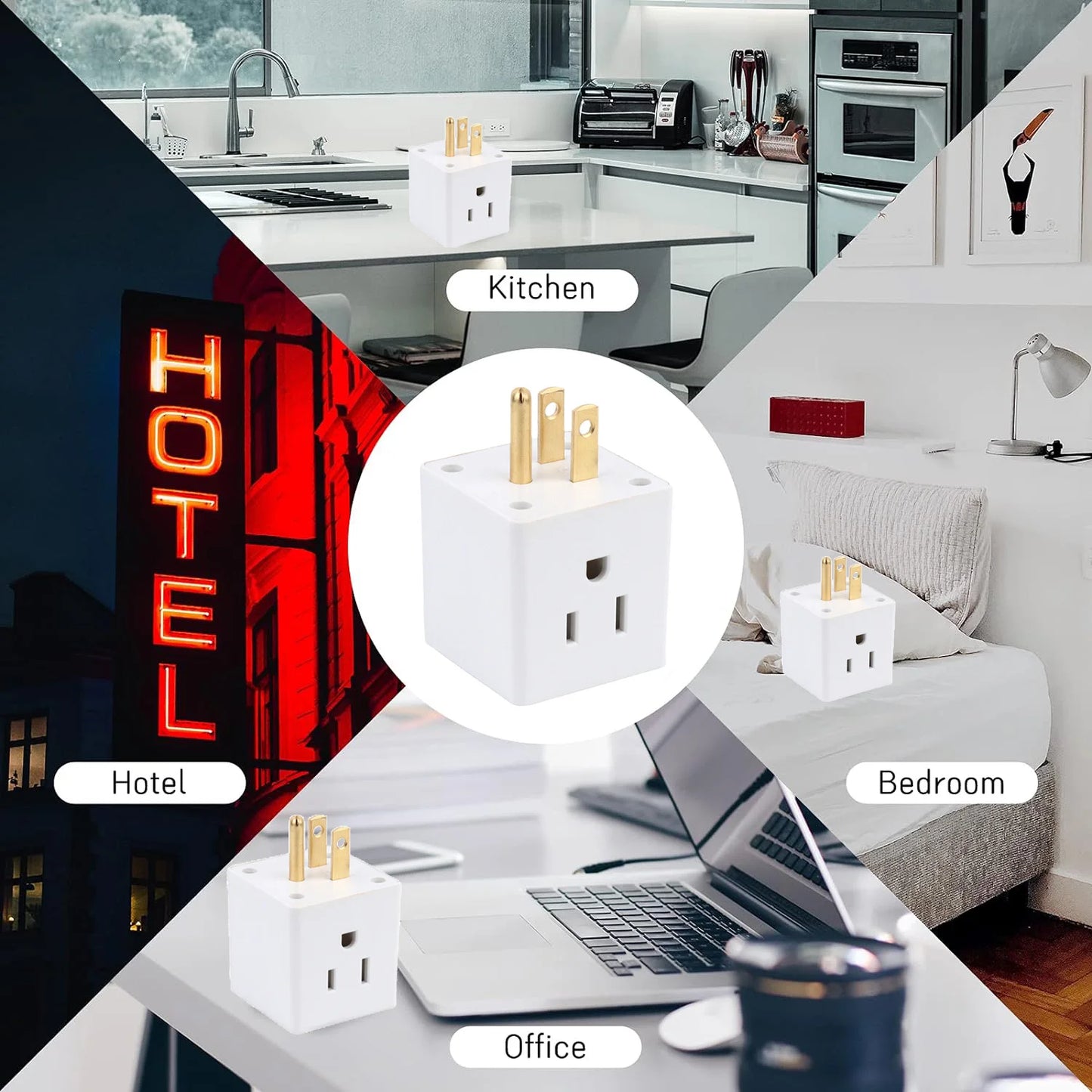 Multiple Plug Outlet Adapter, Multi Plug Outlet Extender, 3 Way Wall Outlet Expander, Small Electrical Outlet Splitter