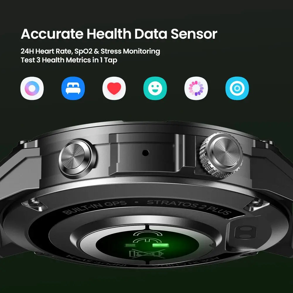 Zeblaze Stratos 2 Plus GPS Sports Smart Watch Built-in Compass Barometric Altimeter 1.43'' AMOLED Display Voice Call Smartwatch