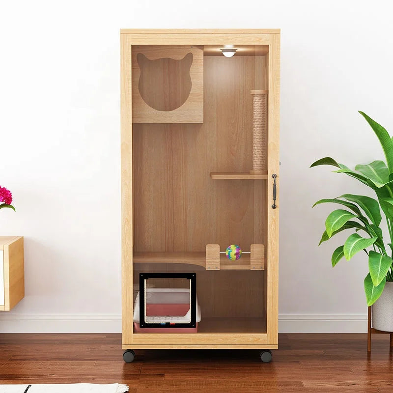 Can Customize Factory Wholesale Luxury Wooden Cat House Large Cat Bed  Cat Hous Indoors