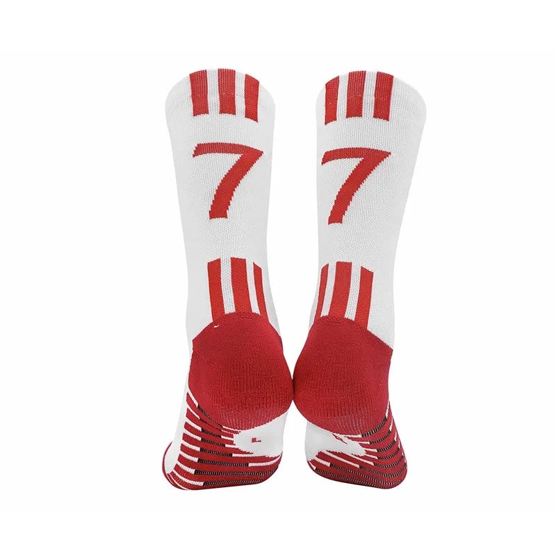 High Qality Number 30 7 Football Socks Adult Men Non-Slip Soccer Sports Outdoor Jog Running Cycling Fast-drying Breathable Sock