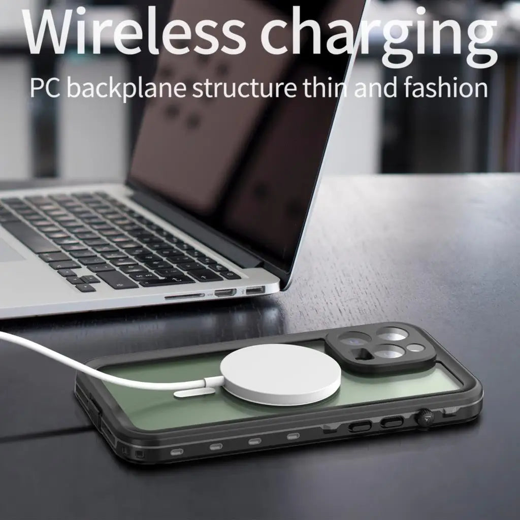 Magnetic Charging IP68 Waterproof Case For Apple iPhone 16 15 14 13 Pro Max Plus Drop proof Cover Diving Swim outdoor sport