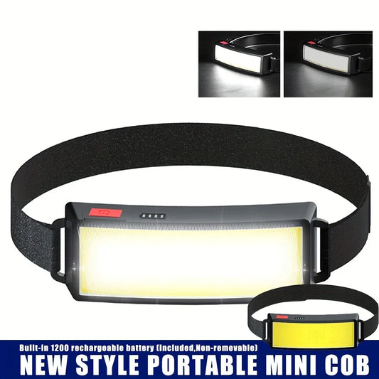 COB Headlights USB Rechargeable Climbing LED Floodlights Lantern Headlamp 3 Modes Built Lithium Battery For Fishing Hiking Lamp