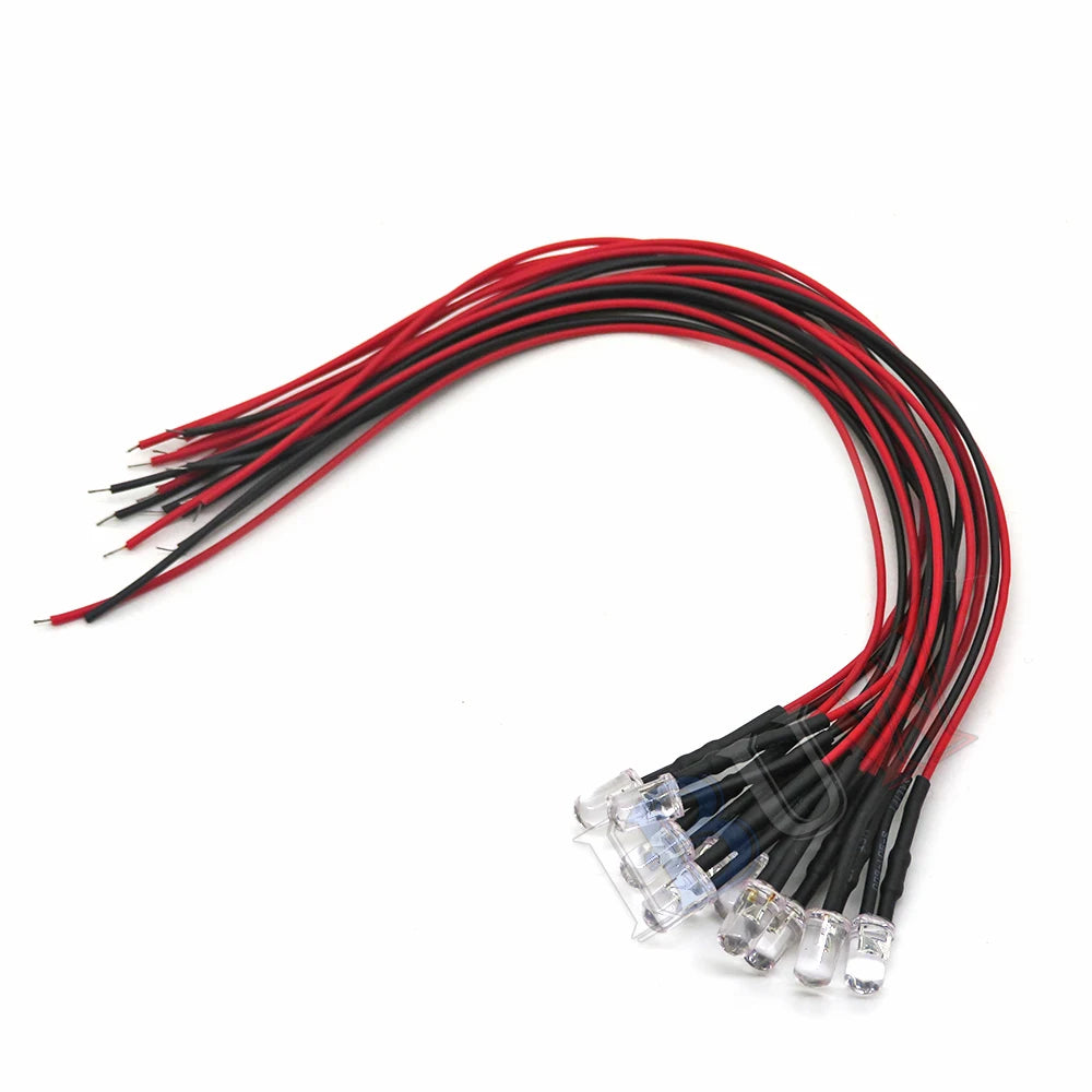 10PCS DC 3V 6V 12V 24V Pre Wired 3mm 5mm LED Light Lamp Bulb Prewired Emitting Diodes Transparent Yellow Blue Green White Red