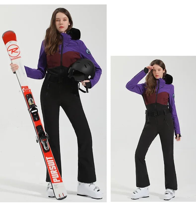 2025 Winter Skiing Suit Women Slim Fit Ski Overalls New Female Snowboard Clothes Outdoor Sport Pro Windproof Warm Snow Jumpsuit