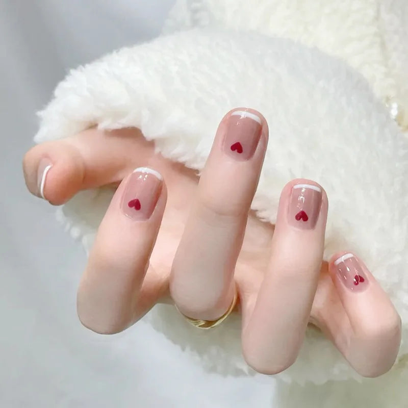 24Pcs/Box Short Square Head Wearing False Nails Art Clouds Stars Pattern Fake Nails Full Cover Press on Nail Tips Manicure Tools