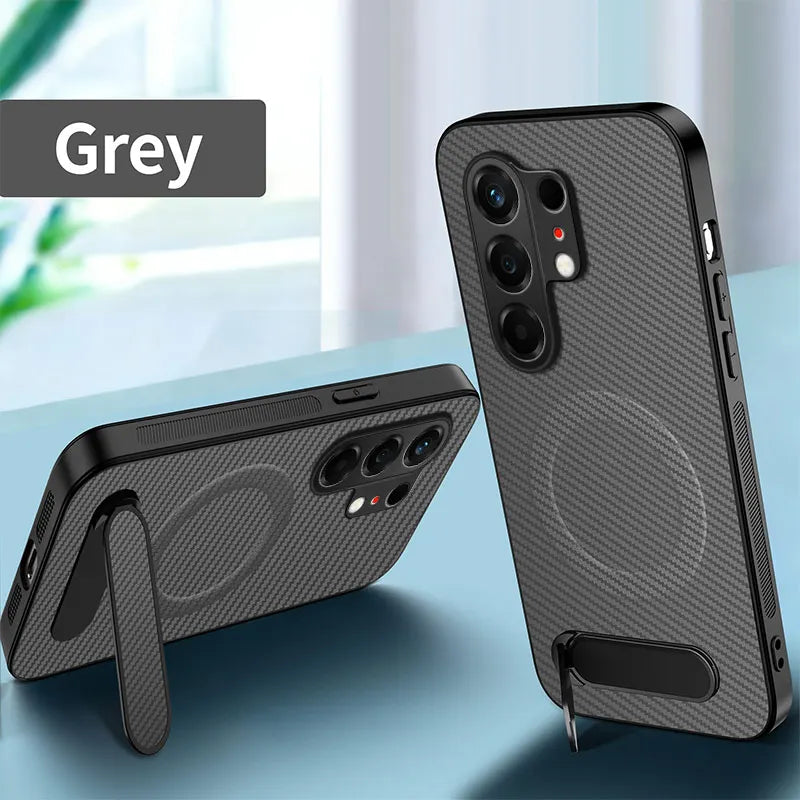 For Tecno Camon 50 40 Pro Plus Case Carbon Fiber Texture Magnetic Bracket PC Cover For Tecno Camon 40C Shockproof Bumper Funda