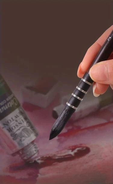 GIORGIONE，10pcs Master levePaint Brush, Squirrel Hair Watercolor Brush Set, High-end Brush Curtain, Matte Leather