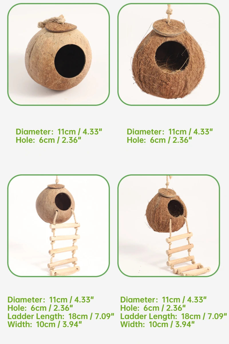 Hamster House Bite-resistant Natural Small Pet Coconut Cages Guinea-pig Hamster Hideout House Toy Wooden House Pet Supplies