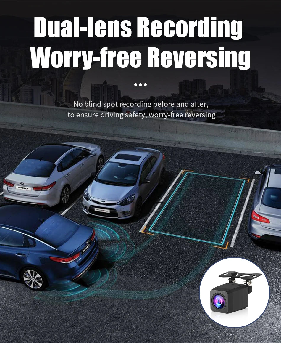 JMCQ USB ADAS Car DVR Dash For Android Auto Multimedia Player Front & Rear Dual Camera Loop Recording Motion Detection Cameras