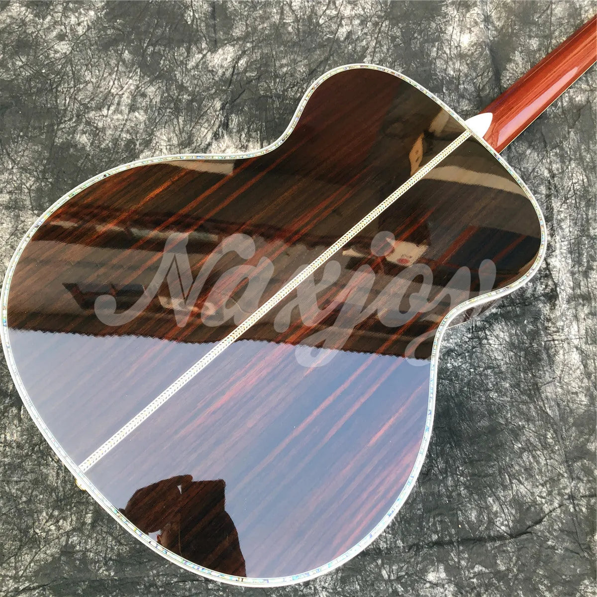 Solid Cedar Acoustic Guitar 40 Inches OM Type 45 Model Rosewood Body Abalone Inlays Ebony Fingerboard Guitarra