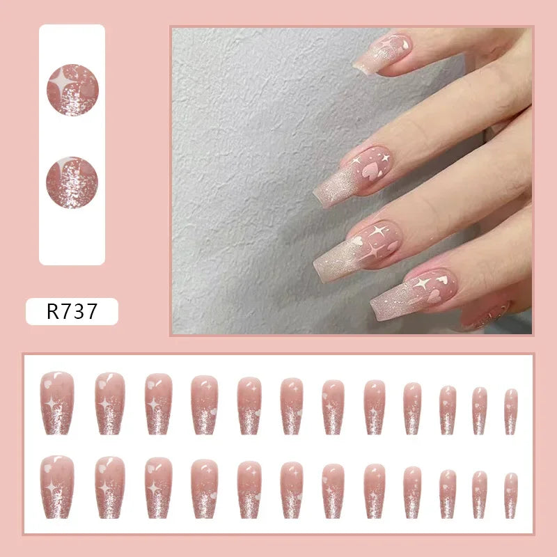 24Pcs/Set Yellow Lemon French Handmade Fake Nails Full Coverage Design Stick Wearing False Nails Artificial Press on Nail Tips