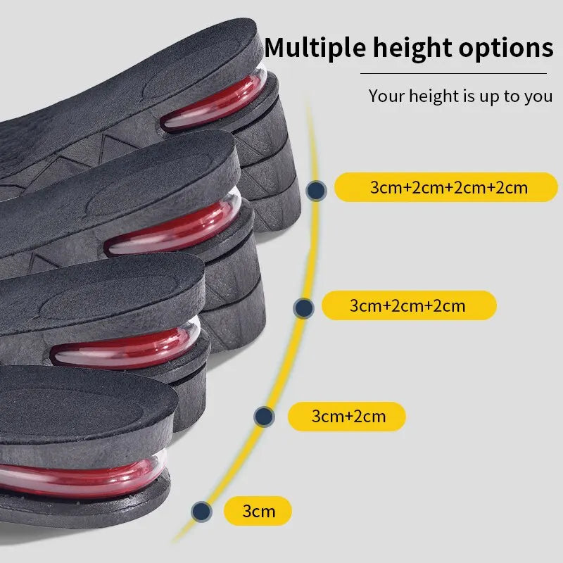 Invisible Height Increase Insole Cushion Height Adjustable Shoe Heel Insoles Insert Taller Support Absorbant Foot Care Pad